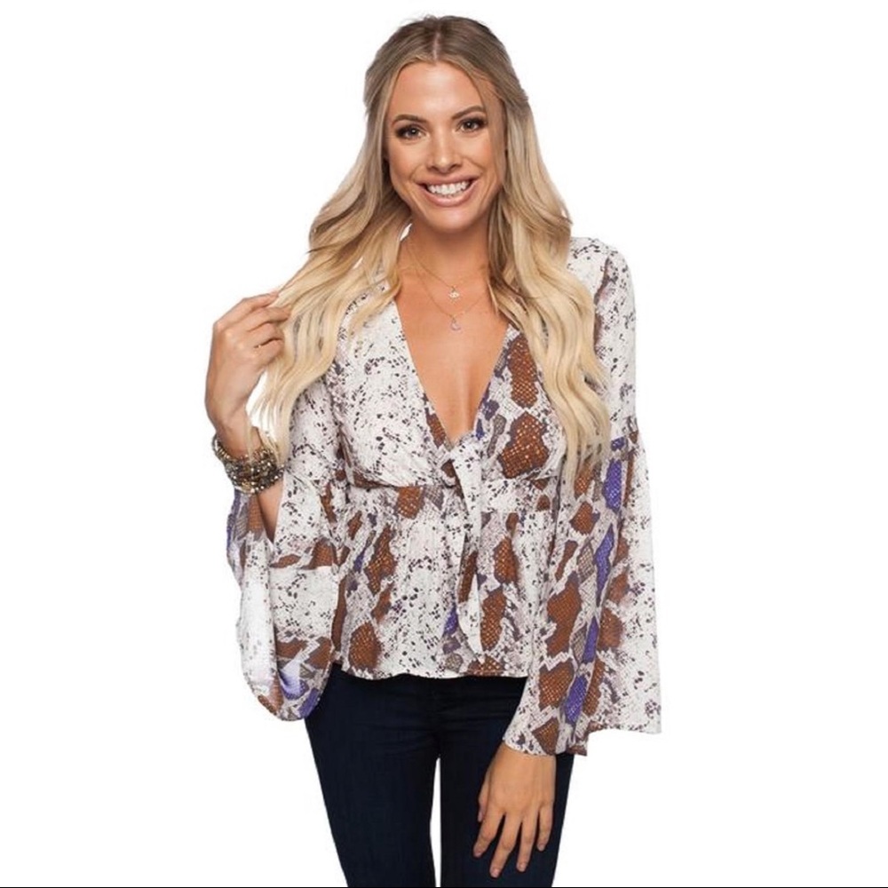 Buddy Love Snake Skin Tie Top